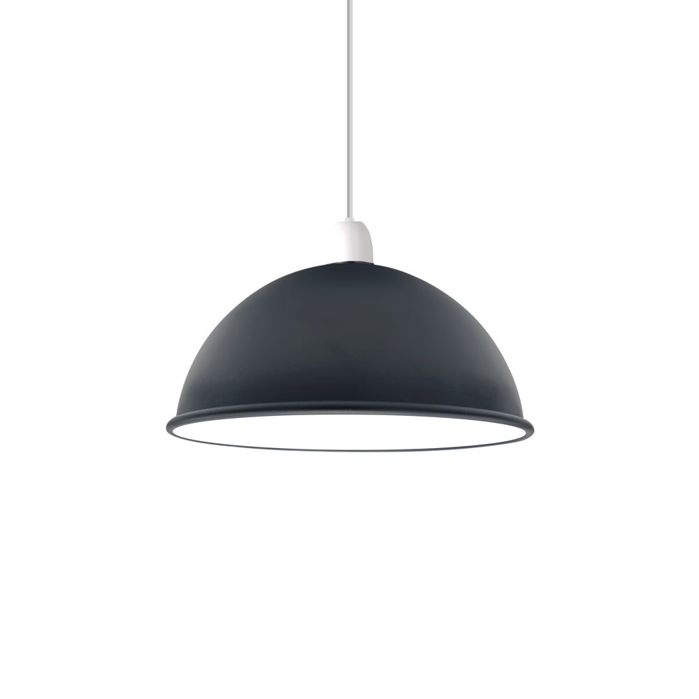 Vintage Black Industrial Dome Pendant Lamp Shade - Easy Fit E27 Light Fitting 60W - Metal Construction