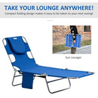 Portable Beach Chaise Lounge - Reclining, Adjustable, Blue - !