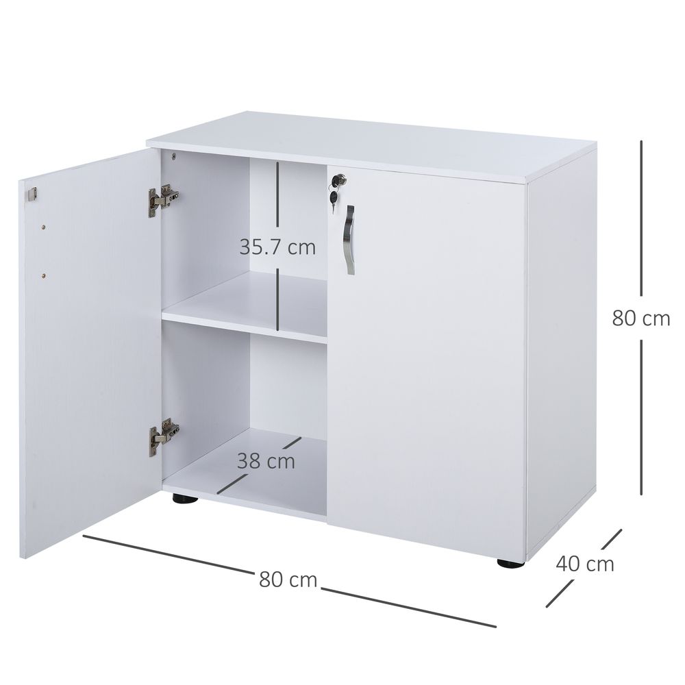 2-Tier Locking Office Storage Cabinet - Organize Files & Papers - White