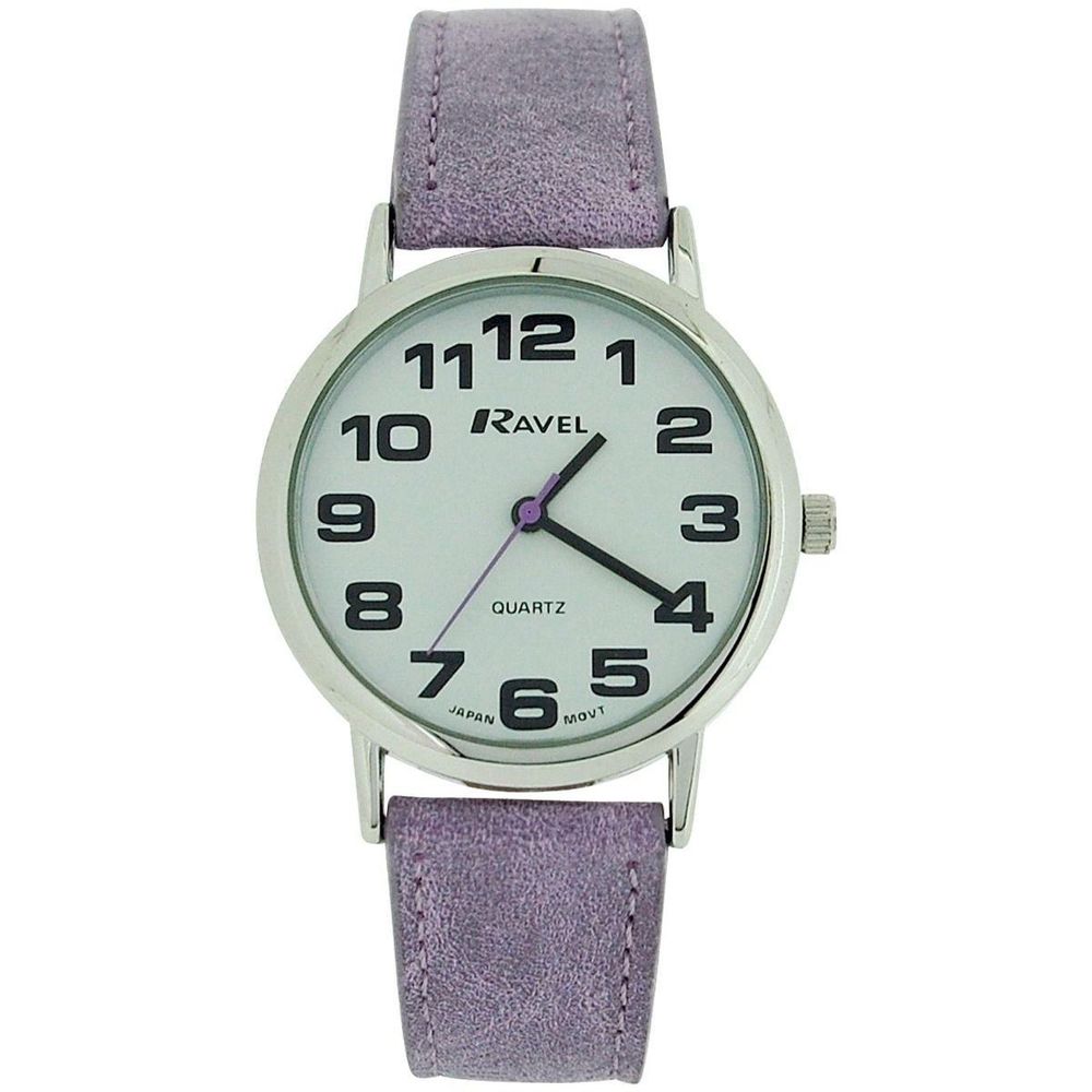 Unisex Classic Big Dial Purple Leather Strap Watch.17A
