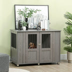 Large Dog Crate Cage - Indoor End Table Kennel, Grey