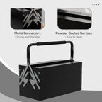 3 Tier Metal Toolbox with 5 Tray Carry Handle 45cmx22.5cmx34.5cm Black
