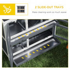 Double Decker Rabbit Hutch Bunny Cage, Grey - Outdoor Pet House with Tray, Easy Access, Durable Design
