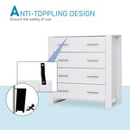 Chest Of 4 Drawers Storage Cabinet Bedroom Clothes w/Metal Handles Base Freestanding Unit Furnishing Living Room White
