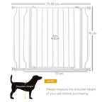 Wide Dog Gate: Pressure Fit Stair Gate with Door, 75-95cm, White