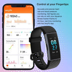 Waterproof Bluetooth Fitness Tracker with Heart Rate Monitor and Step Counter - Black