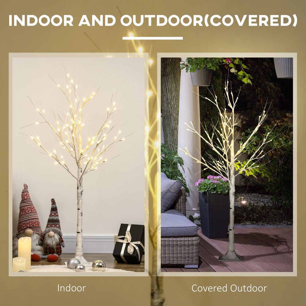 4ft Artificial White Birch Tree Light 72 Warm White Pre-Lit LED Light