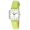 Ladies Bright Green Leather Strap Watch - Cushion-shaped