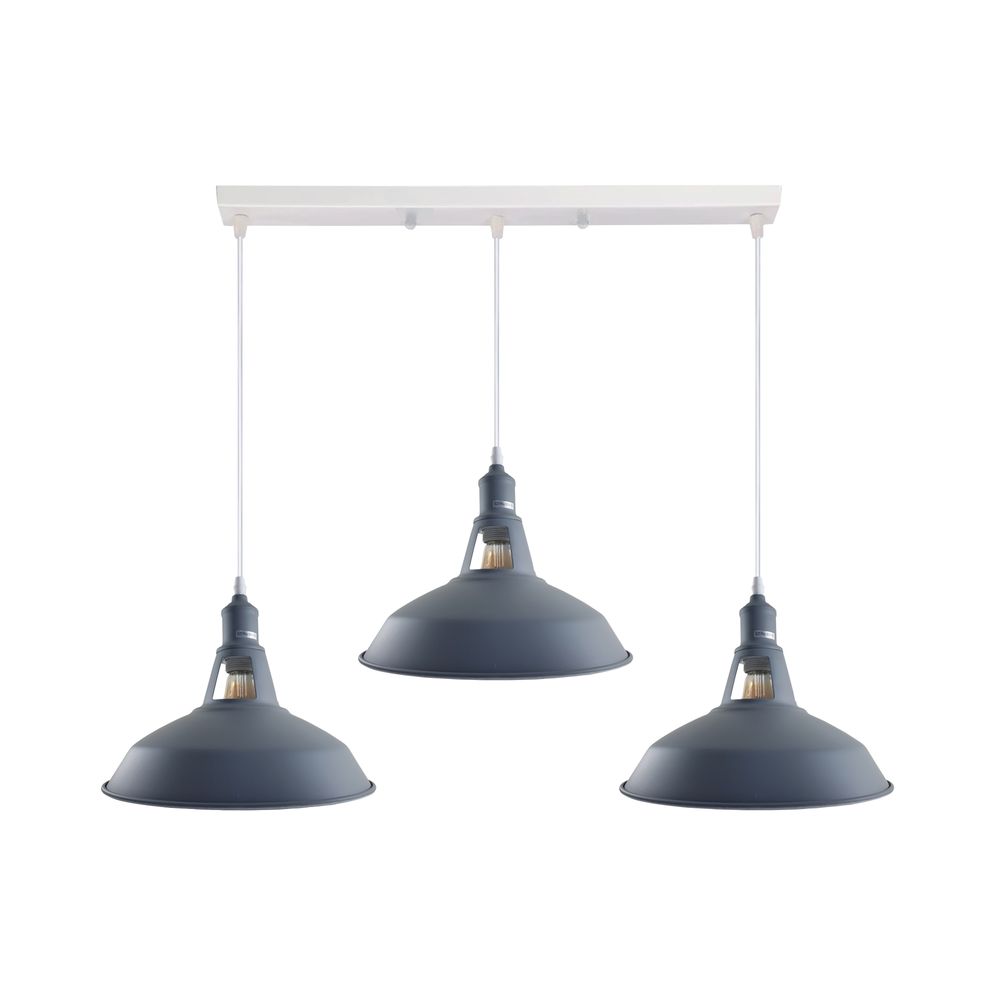 Industrial Vintage Loft Kitchen Bar 3 Lights Ceiling Barn-slotted Metal E27 White, Grey