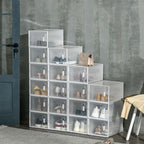 18PCS Clear Shoe Box, Plastic UK/EU Size 8.5/43, 25 x 35 x 19cm