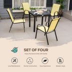 Outdoor Dining Chair Set - 4 Pack Beige w/ High Back Armrest