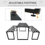 3-Pc Metal Table & Bench Set - Black - Transform Your Garden Instantly