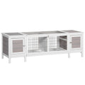 IE Located Wooden Rabbit Hutch Guinea Cage Separable Bunny Run Small Bunny House w/Slide Out Tray - Grey