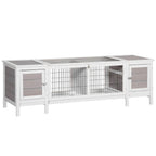 IE Located Wooden Rabbit Hutch Guinea Cage Separable Bunny Run Small Bunny House w/Slide Out Tray - Grey