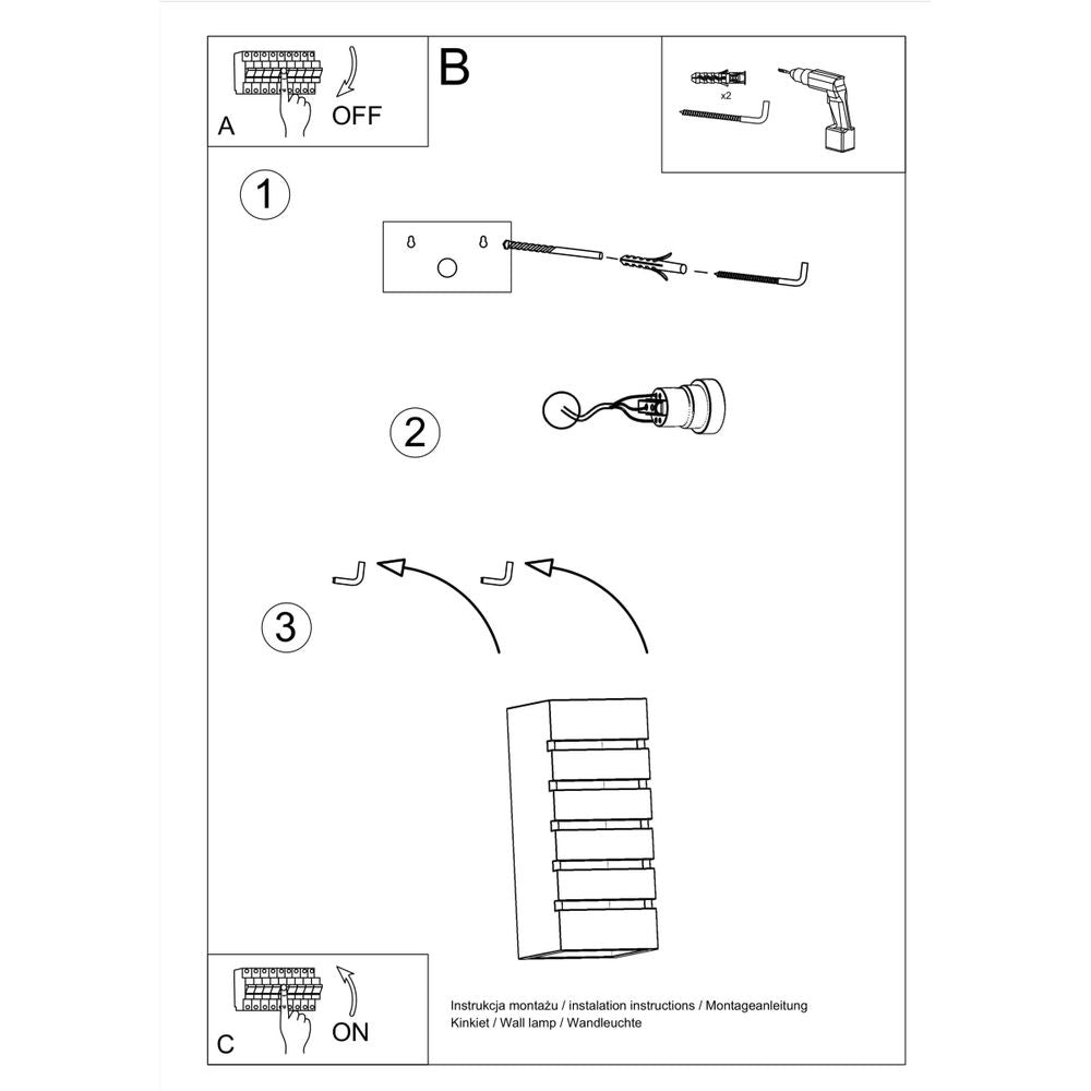 Ceramic and Glass Wall Lamp - Modern Design - E27 Socket