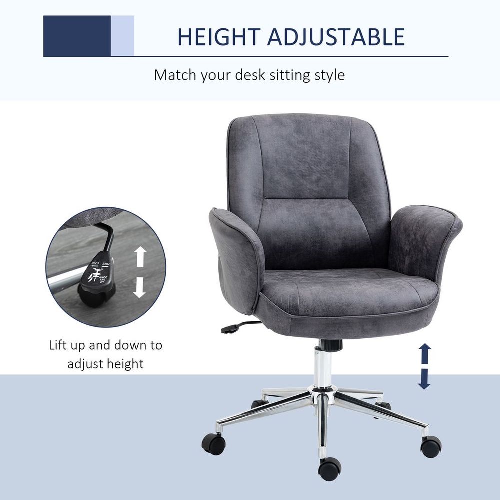 Swivel Computer Office Chair - Mid Back Desk Chair - Deep Grey