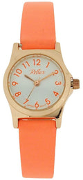 Girls Ladies White Dial Leather Strap Watch 1013 - Multiple Colors Orange Rose Gold