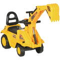 Ride On Tractor, 2 in 1 Kids Ride On Digger Pull Cart with Bucket, Under Seat Storage, Horn, High Backrest, Ride On Toy for 1.5-4 Years, Yellow