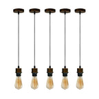 5 Pack Industrial Pendant Light Fitting, Lampshade Addable E27 Lamp Holder Light