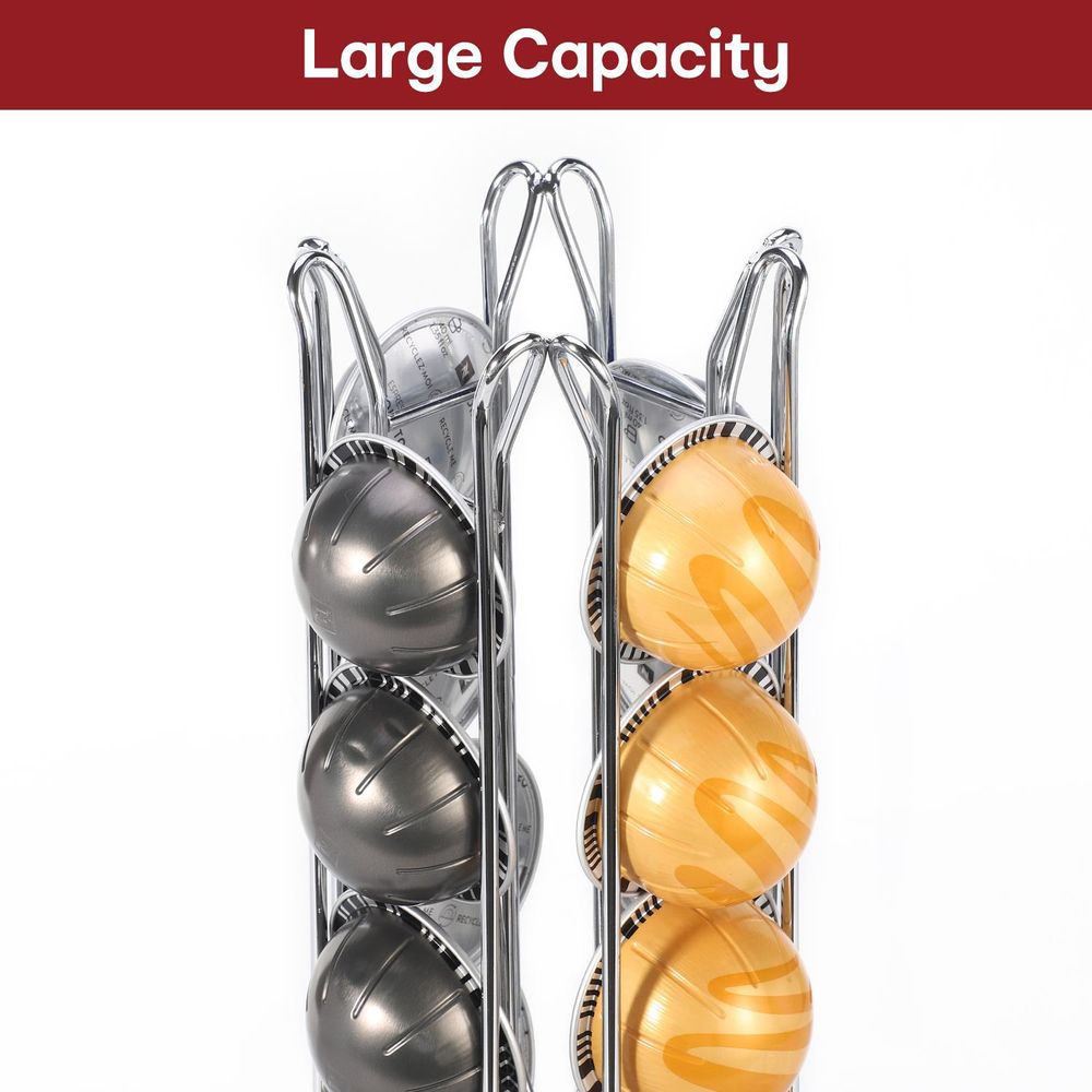 CHROME 24 COFFEE POD STAND - Organize and Display your Flavors with this Sleek Holder!