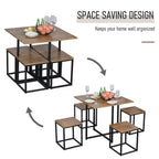 Stylish 5-Piece MDF Dining Set w/ Stools - Black/Brown