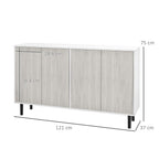 Sideboard Storage Cabinet for Living Room with Adjustable Shelves White