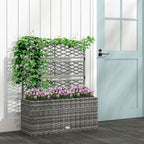 Rattan Planter Box w/ Trellis - Flower Raised Bed, 84x30x107cm