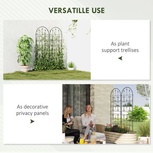 Set of 2 Metal Garden Trellis, Outdoor Trellis Panels, 150 x 50 cm