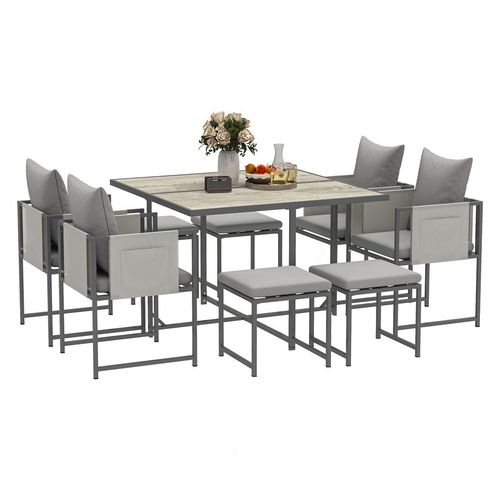 8 Seater Garden Dining Set, Cube Garden Furniture with Cushions