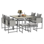 8 Seater Garden Dining Set, Cube Garden Furniture with Cushions