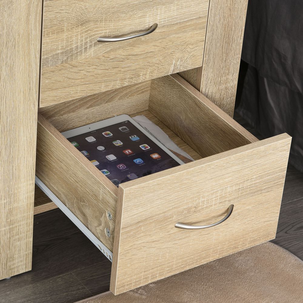 Particle Board 2-Drawer Bedside Table - Natural with Nightstand Details