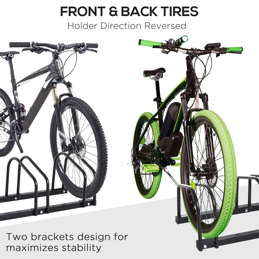 Bike Stand Parking Rack Floor or Wall Mount Bicycle Cycle Storage Locking Stand (3 Racks, Black)