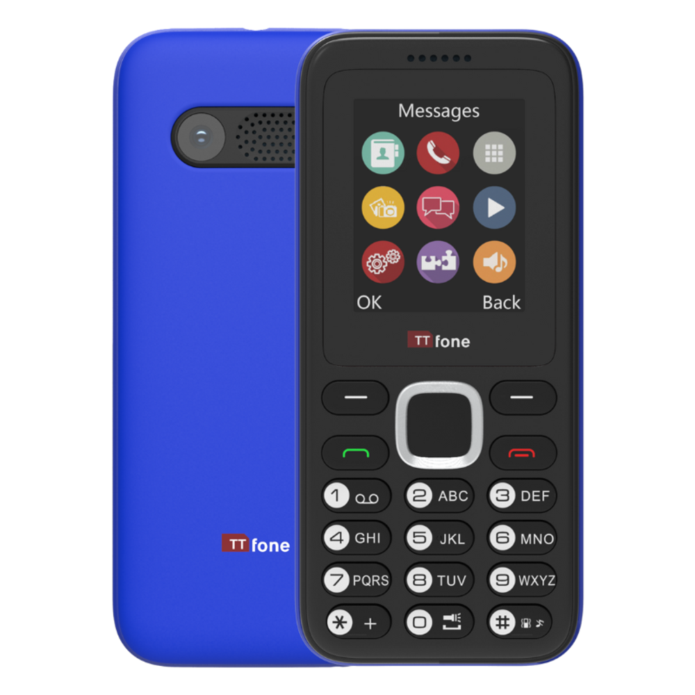 Blue Dual SIM Mobile with USB Cable