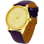 Women's Analogue Watch - Jumbo Gold Dial with Purple Leather Strap