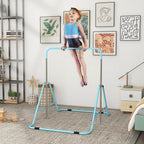 Kids Gymnastic Bar with Adjustable Height, Foldable Training Bar - Blue