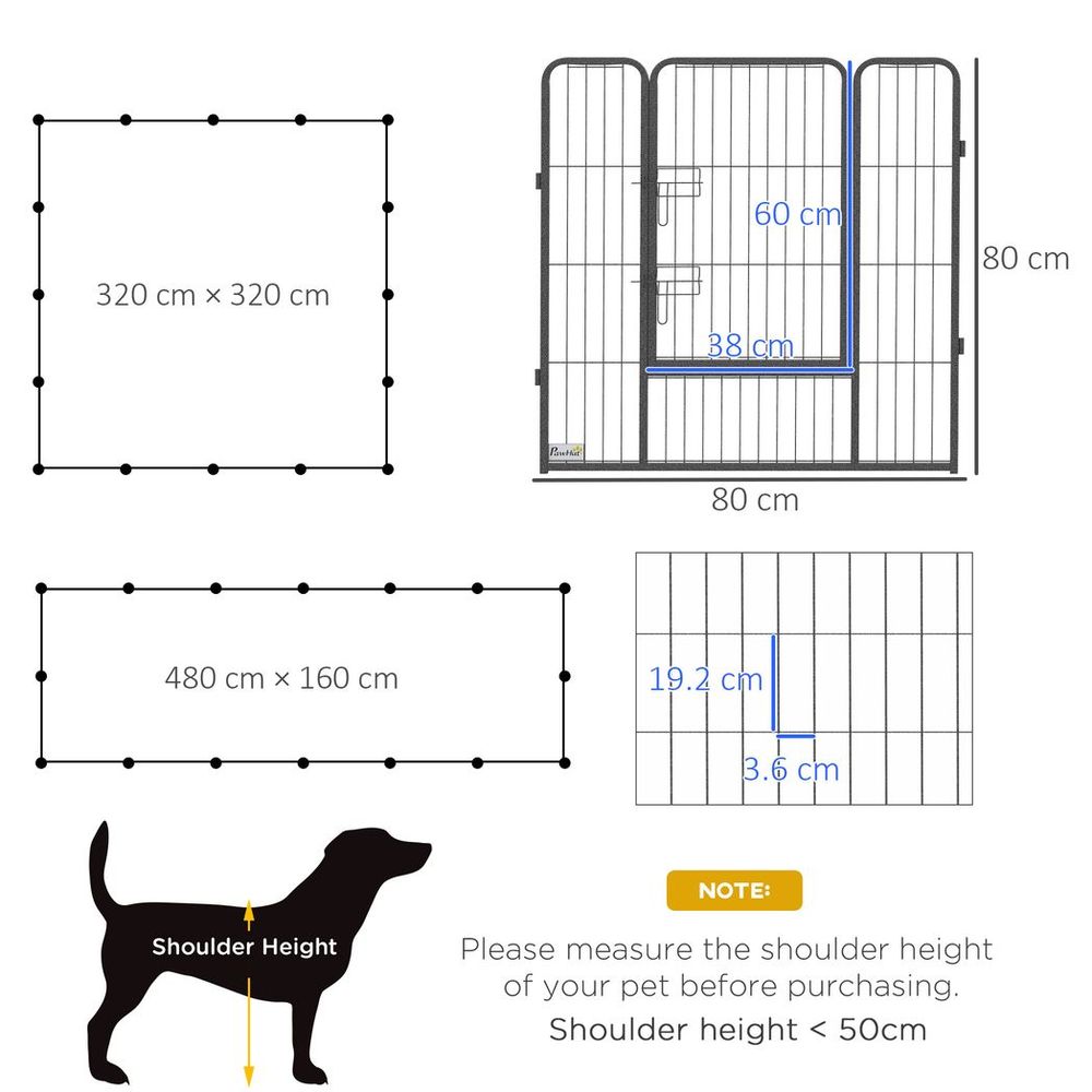 16 Panel Puppy Play Pen for Small & Medium Dogs - Heavy Duty & Spacious - 80Hcm