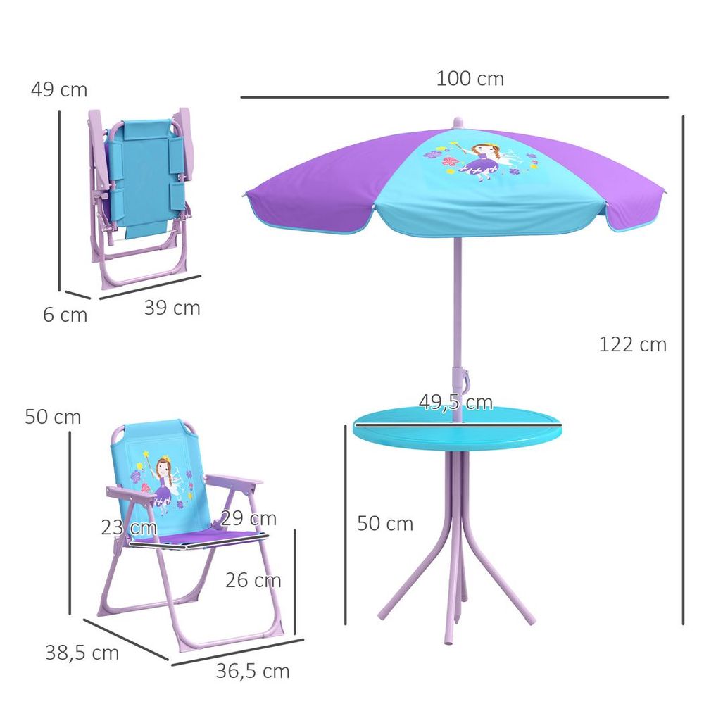 Kids Fairy Bistro Set - Adjustable Parasol & Portable Table/Chairs, for Playtime & Outdoor Adventures!
