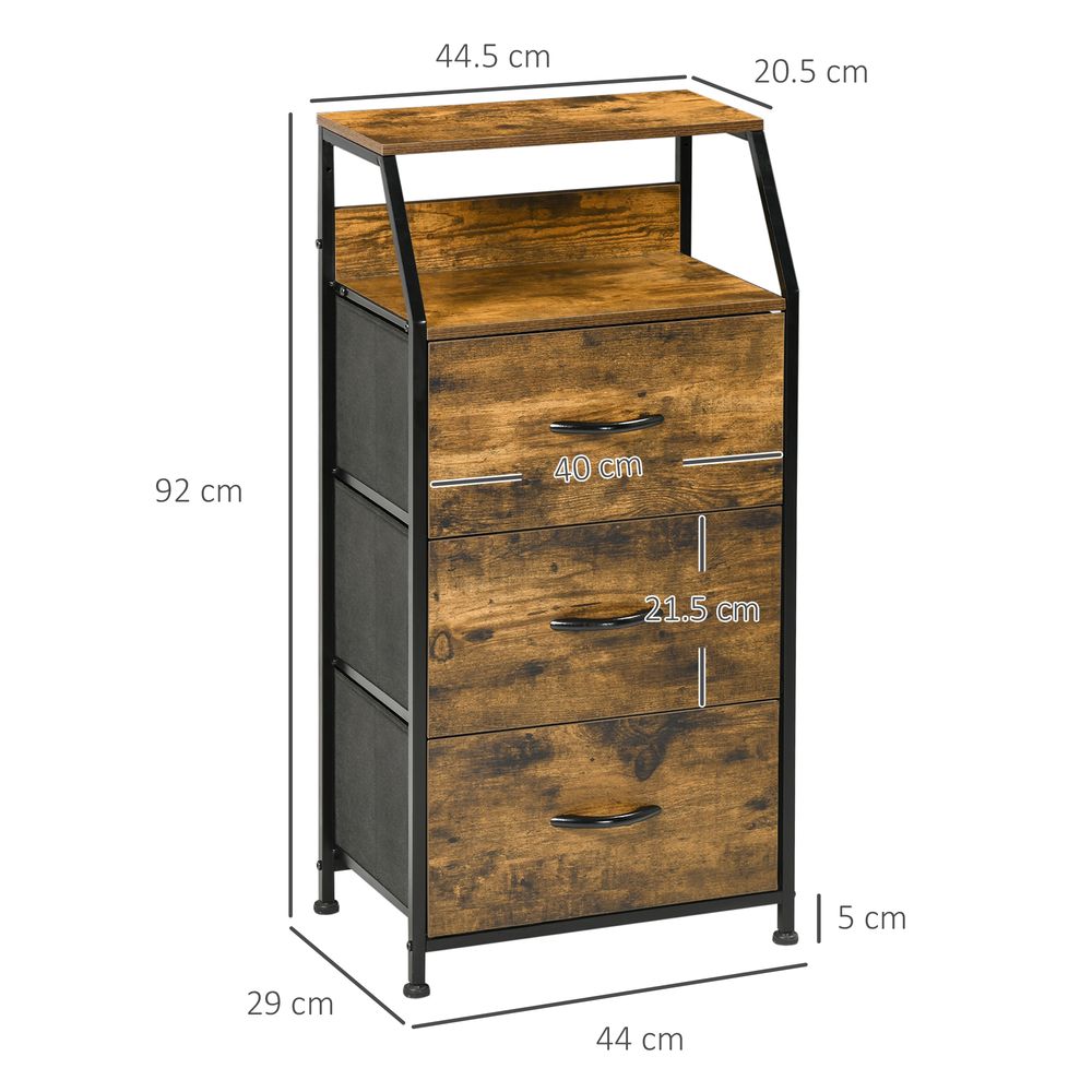 Stylish Industrial 3 Drawer Cabinet - Functional Storage & Display Shelves
