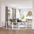 Freestanding Pet Gate, 6 Panel Foldable Playpen, Wooden Dog Gate with 2 Support Feet, for Stairs, Doorway - White