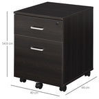 2-Drawer Locking Office Filing Cabinet w/ 5 Wheels Rolling Storage Hanging Legal Letter Files Cupboard Home Organisation Black Wood Grain