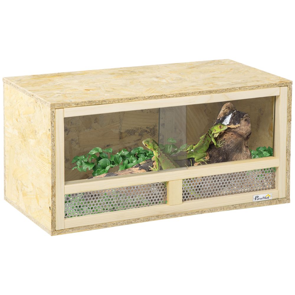 Reptile Terrarium w/ Transparent Sliding Doors, Breathable Mesh