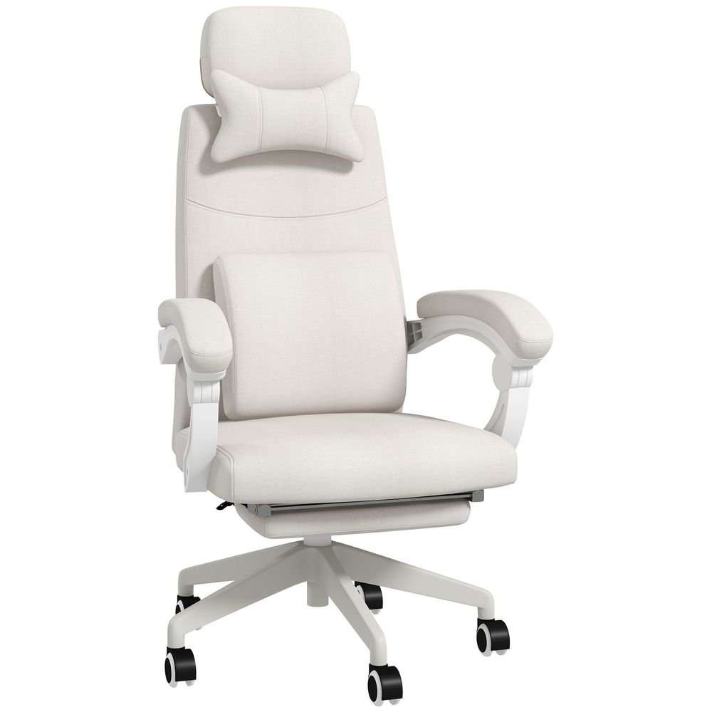 Home Office Chair Reclining Computer Chair w/ Lumbar Support Dark Grey White