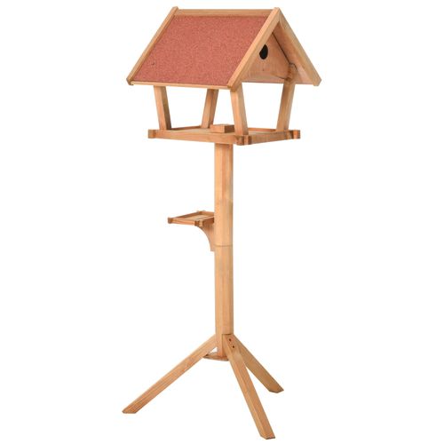 Wooden Bird Table Freestanding Feeding Station for Garden Outside 139H cm Natural