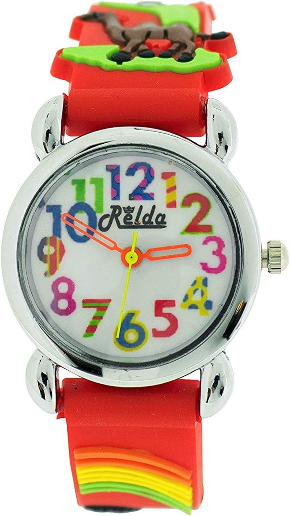 Children's Analog 3D Zoo Animals Red Silicone Girl's Watch