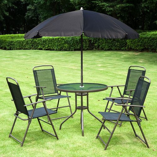 6 Pcs Bistro Set, Texteline-Black