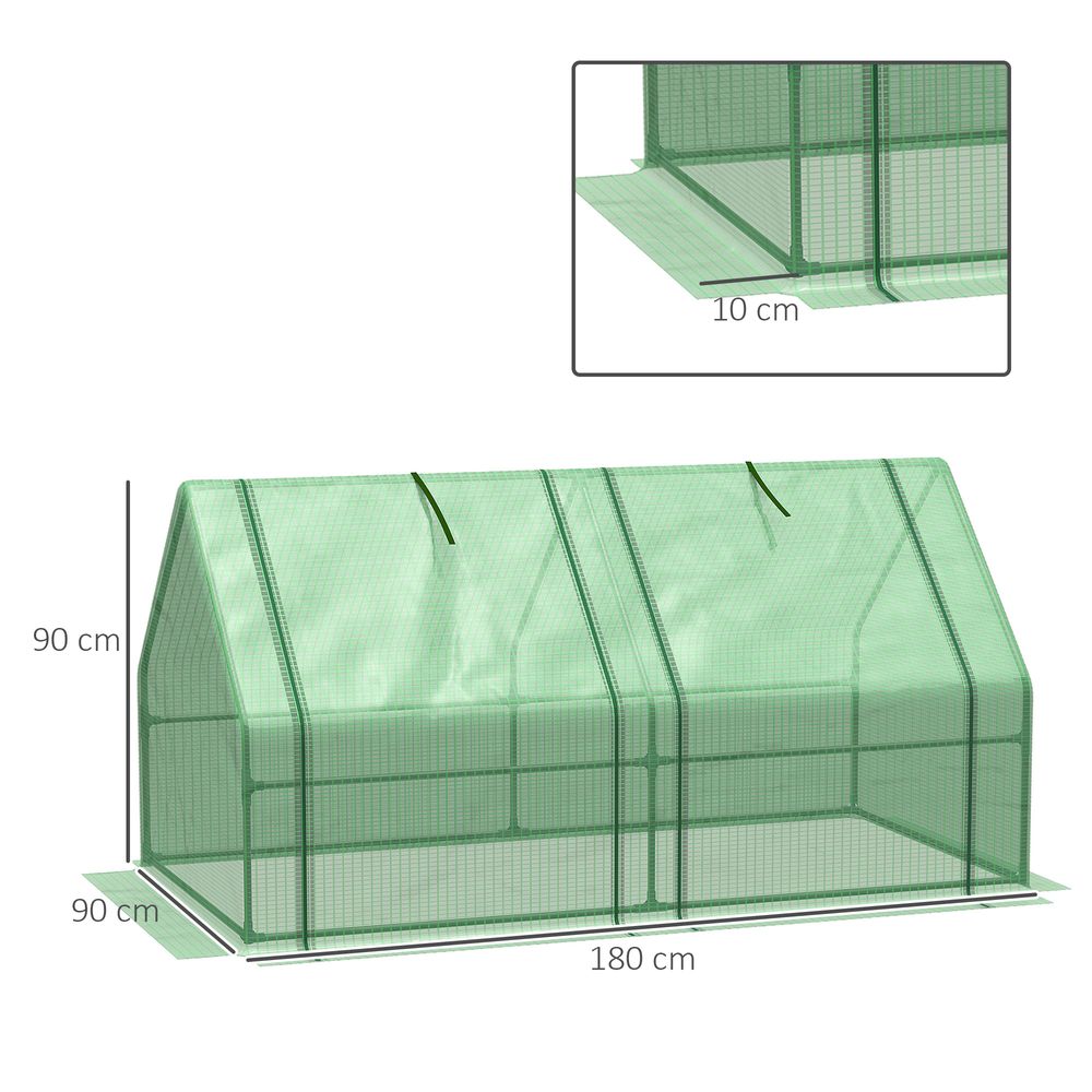Portable Mini Greenhouse - Steel Frame & PE Cover - 180x90x90cm - Ideal for Small Spaces