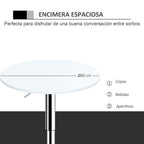 Adjustable Height Round Bar Table Swivel Top White - 60cm - Metal Frame