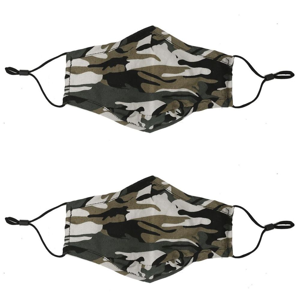 Kids Camo Face Mask - Green, Breathable, Washable, Protects from Dust, Pollution, Ages 6-12