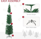 7.5ft Artificial Pencil Christmas Tree with Colourful Lights, Steel Base