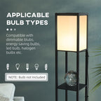 Shelf Floor Lamp with Dual Light, for Living Room, Bedroom, Black